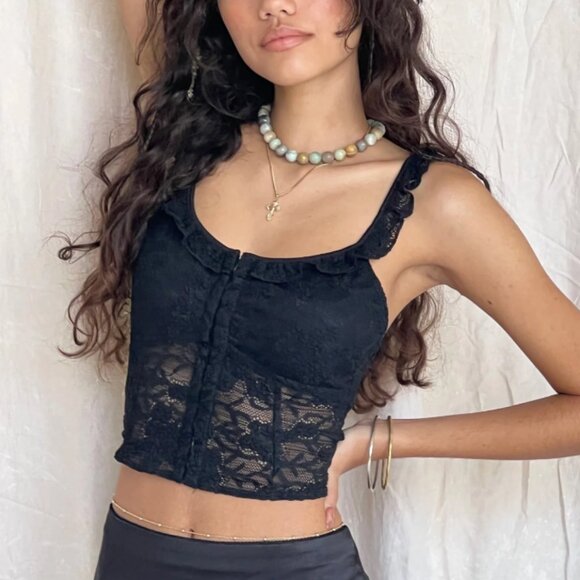 Motel Rocks Laru Black Lace Corset Top Size S NWT - Picture 1 of 9